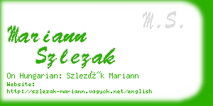 mariann szlezak business card